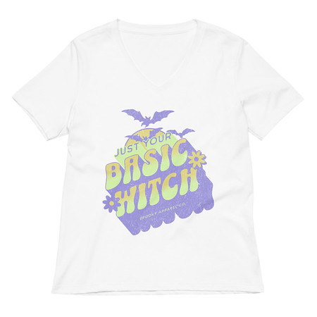 [ID: 782-G146] Basic Witch - Halloween Women's Relaxed V-Neck T-Shirt