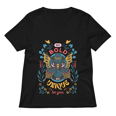 [ID: 782-G154] Be Bold Be Unique Women's Relaxed V-Neck T-Shirt