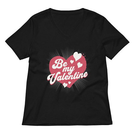 [ID: 782-G158] Be my Valentine - Love Heart Women's Relaxed V-Neck T-Shirt