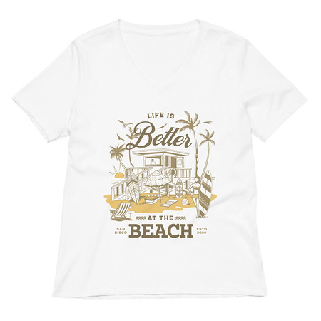 [ID: 782-G167] Beach Life - Outdoor Women's Relaxed V-Neck T-Shirt