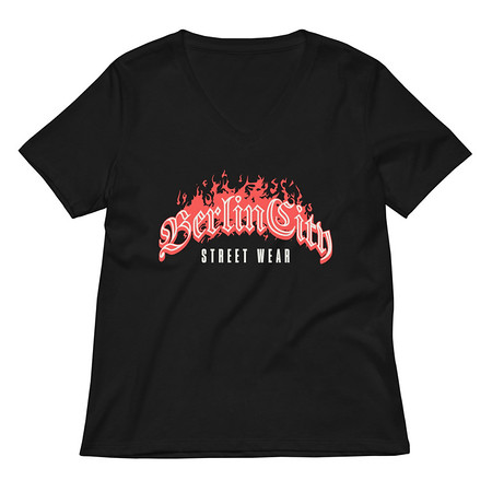 [ID: 782-G183] Berlin City Streetwear - Fire Women's Relaxed V-Neck T-Shirt
