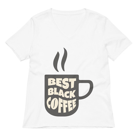 [ID: 782-G185] Best Black Coffee - Hot Cup Women's Relaxed V-Neck T-Shirt