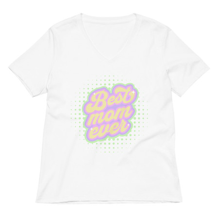 [ID: 782-G188] Best Mom Ever - Retro Typography Women's Relaxed V-Neck T-Shirt