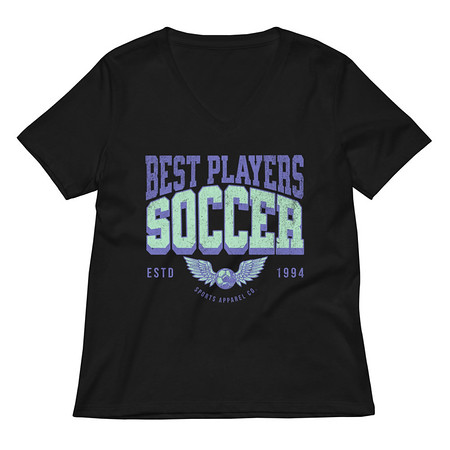 [ID: 782-G190] Best Players Soccer Women's Relaxed V-Neck T-Shirt