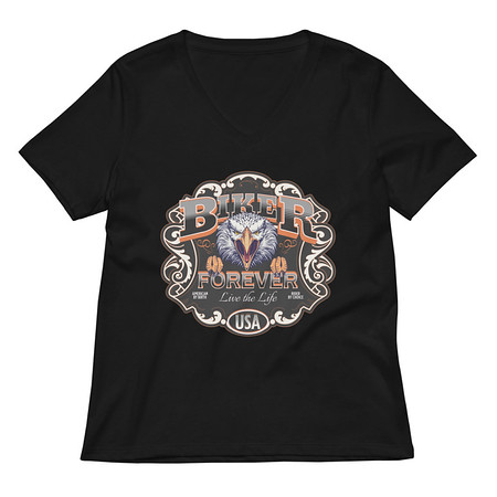 [ID: 782-G208] biker forever Women's Relaxed V-Neck T-Shirt