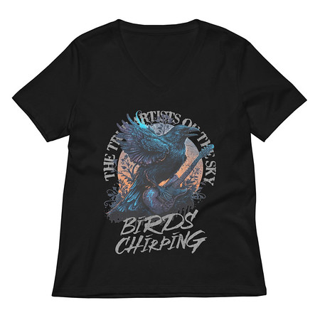 [ID: 782-G210] Birds Chirping Women's Relaxed V-Neck T-Shirt