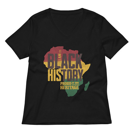 [ID: 782-G217] Black History - Heritage Map Women's Relaxed V-Neck T-Shirt