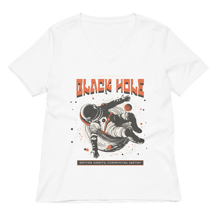 [ID: 782-G224] Black Hole Women's Relaxed V-Neck T-Shirt