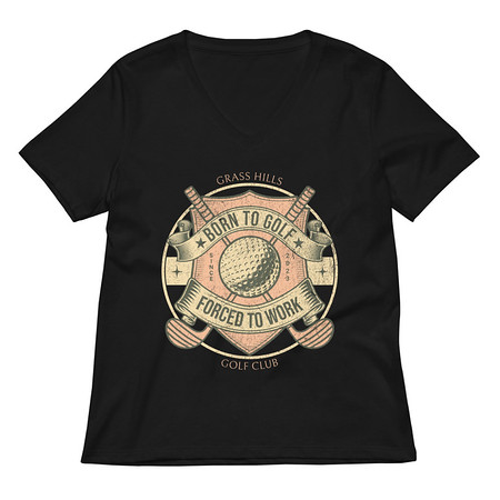 [ID: 782-G266] Born To Golf Women's Relaxed V-Neck T-Shirt