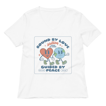 [ID: 782-G272] BOUND BY LOVE Women's Relaxed V-Neck T-Shirt