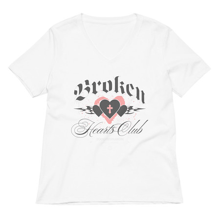 [ID: 782-G287] Broken Hearts Club Women's Relaxed V-Neck T-Shirt