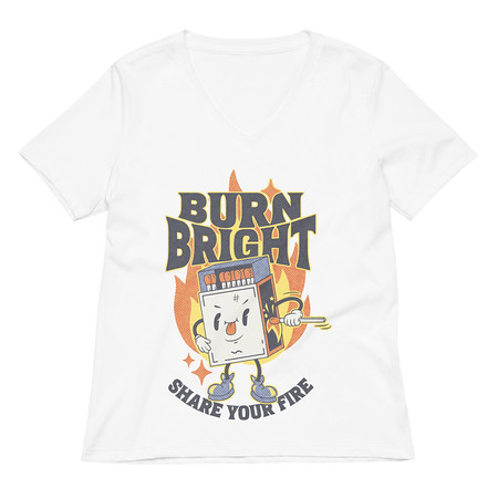 [ID: 782-G297] Burn Bright Women's Relaxed V-Neck T-Shirt