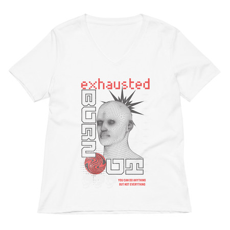 [ID: 782-G298] Burn Out - Futuristic 3D Head Women's Relaxed V-Neck T-Shirt