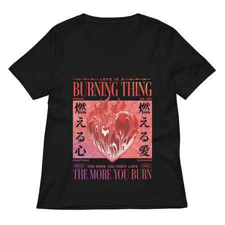 [ID: 782-G299] Burning Thing Women's Relaxed V-Neck T-Shirt