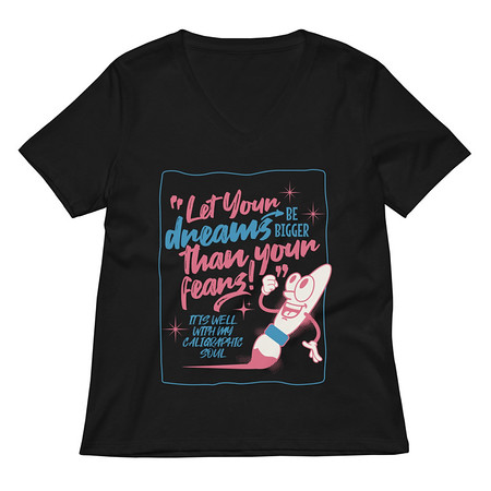 [ID: 782-G320] Calligraphic Soul Women's Relaxed V-Neck T-Shirt