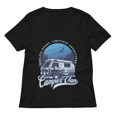 [ID: 782-G323] Campervan Women's Relaxed V-Neck T-Shirt