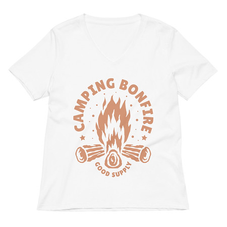 [ID: 782-G324] Camping Bonfire - Firewood Women's Relaxed V-Neck T-Shirt