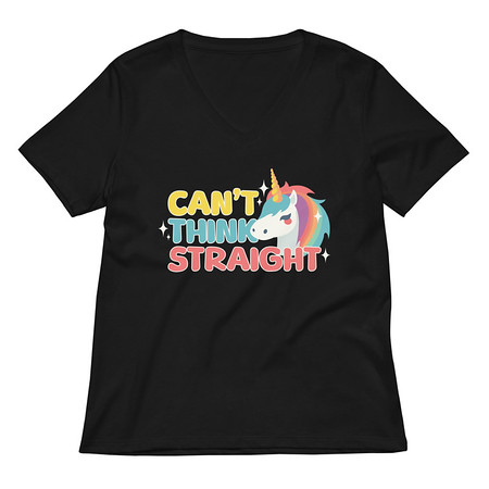 [ID: 782-G328] Can't Think Straight (2) Women's Relaxed V-Neck T-Shirt