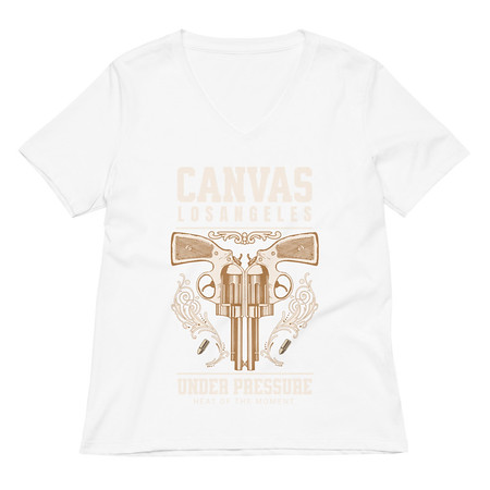 [ID: 782-G332] Canvas Los Angeles under pressure Women's Relaxed V-Neck T-Shirt