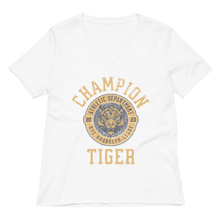 [ID: 782-G356] CHAMPION TIGER NYC Women's Relaxed V-Neck T-Shirt