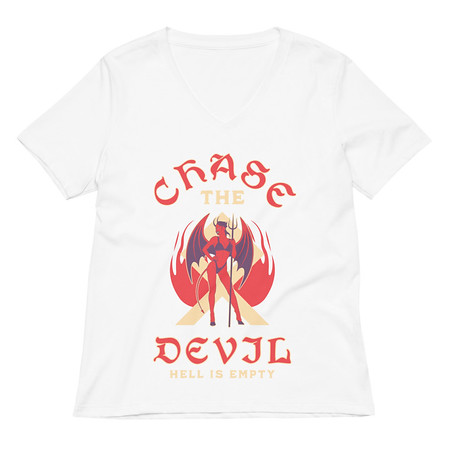 [ID: 782-G359] Chase The Devil Women's Relaxed V-Neck T-Shirt