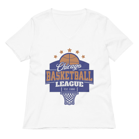 [ID: 782-G363] Chicago Basketball League - Athlectic Sports Women's Relaxed V-Neck T-Shirt