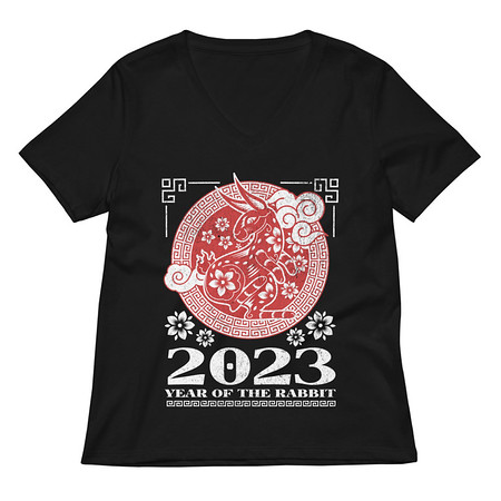 [ID: 782-G368] Chinese Lunar Year - Rabbit Women's Relaxed V-Neck T-Shirt