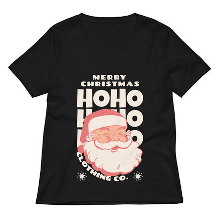 [ID: 782-G374] Christmas Season - Santa Claus Women's Relaxed V-Neck T-Shirt