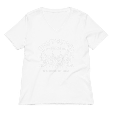[ID: 782-G377] Christmas Tree Farm Women's Relaxed V-Neck T-Shirt