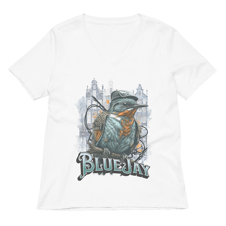 [ID: 782-G381] Classic Bird  Women's Relaxed V-Neck T-Shirt