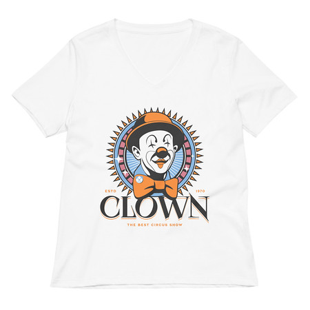 [ID: 782-G388] CLOWN LOGO Women's Relaxed V-Neck T-Shirt