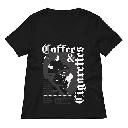 [ID: 782-G392] Coffee & Cigarettes Women's Relaxed V-Neck T-Shirt