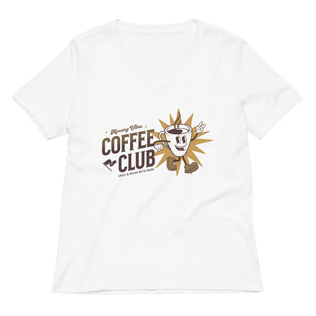 [ID: 782-G396] Coffee Club Women's Relaxed V-Neck T-Shirt