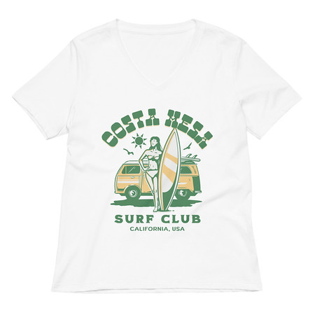 [ID: 782-G425] Costa Mesa Surf Club - Campervan Women's Relaxed V-Neck T-Shirt