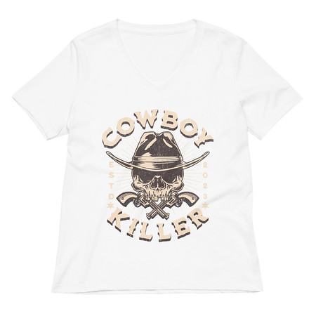 [ID: 782-G428] COWBOY KILLER Women's Relaxed V-Neck T-Shirt