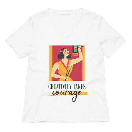 [ID: 782-G434] Creativity Takes Courage Women's Relaxed V-Neck T-Shirt