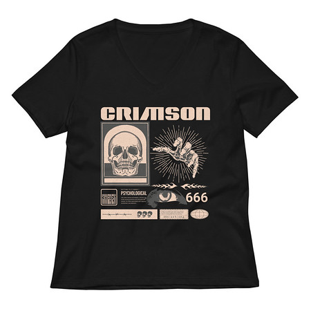 [ID: 782-G438] Crimson Women's Relaxed V-Neck T-Shirt