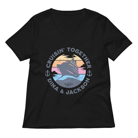 [ID: 782-G441] Cruisin' Together - Cruise Ship Women's Relaxed V-Neck T-Shirt