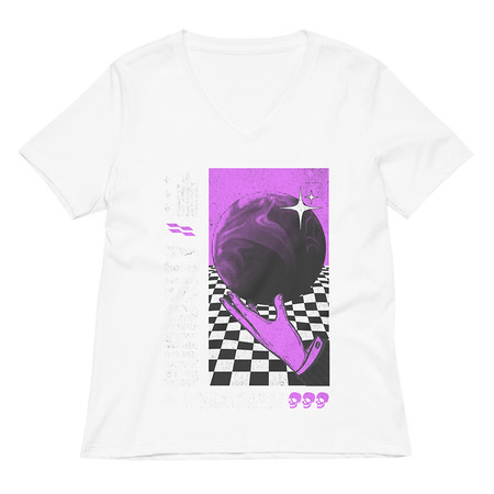 [ID: 782-G442] Curiosity Streetwear Women's Relaxed V-Neck T-Shirt