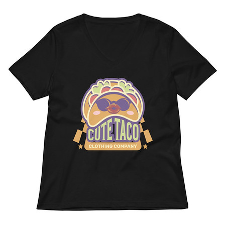 [ID: 782-G454] Cute Taco - Colorful Mexican Tortilla Women's Relaxed V-Neck T-Shirt