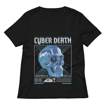 [ID: 782-G457] Cyber Death - Skull Women's Relaxed V-Neck T-Shirt