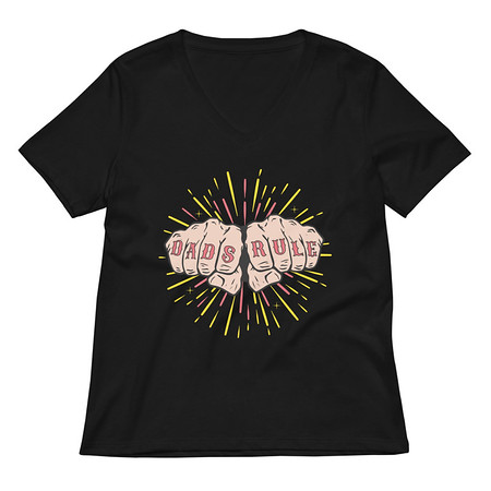 [ID: 782-G463] Dads Rule Women's Relaxed V-Neck T-Shirt