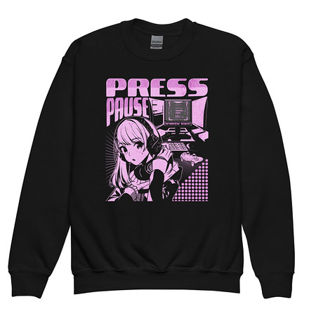 [ID: 677-G4] 'Press Pause' Anime Gaming Youth Crew Neck Sweatshirt