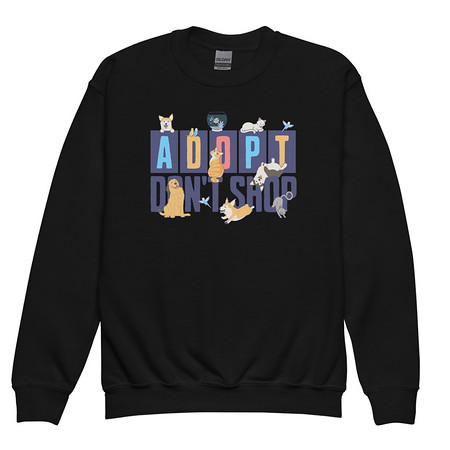 [ID: 677-G23] Adopt a Pet - Cute Animal Youth Crew Neck Sweatshirt