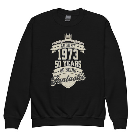 [ID: 677-G114] August 1973 - 50 Years Of Being Fantastic Youth Crew Neck Sweatshirt