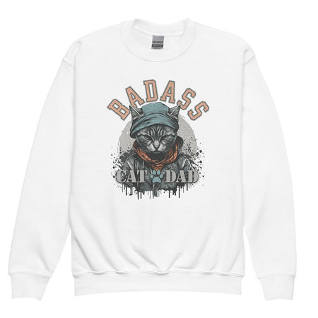 [ID: 677-G129] BADASS CAT DAT Youth Crew Neck Sweatshirt