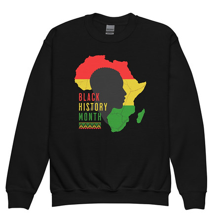 [ID: 677-G221] Black History Month - African Continent Youth Crew Neck Sweatshirt