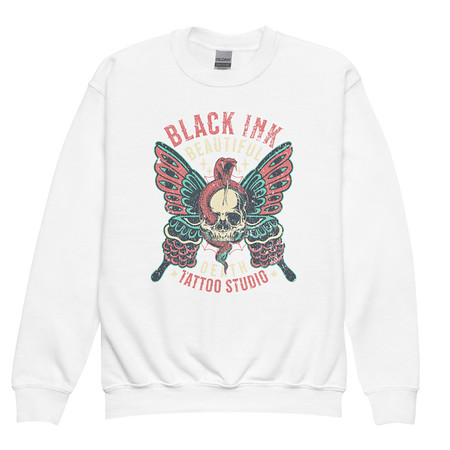 [ID: 677-G225] BLACK INK TATTOO Youth Crew Neck Sweatshirt