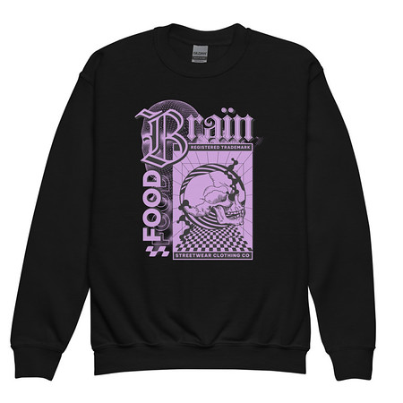 [ID: 677-G280] Brain Food - Y2K Skull Streetwear Youth Crew Neck Sweatshirt