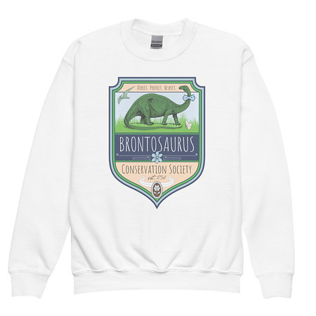[ID: 677-G288] Brontosaurus Conservation Society Youth Crew Neck Sweatshirt
